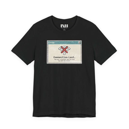 Connection lost retro tech t-shirt 90s computer error graphic tee funny programmer gift minimalist geek shirt UK #Black