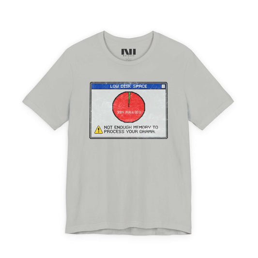 Low disk space retro computer t-shirt system error graphic tee funny tech gift existential programmer humor UK #Athletic Heather