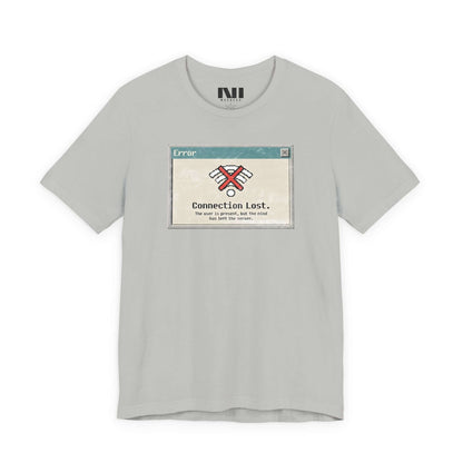 Moebeer Athletic Heather grey t-shirt with a nostalgic 90s tech glitch "Connection Lost" warning box  #Athletic Heather