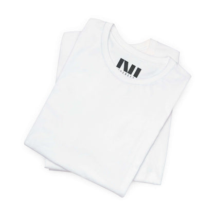 White tailored fit t-shirt back view by MOEBEER, 142gsm Airlume cotton essential tee