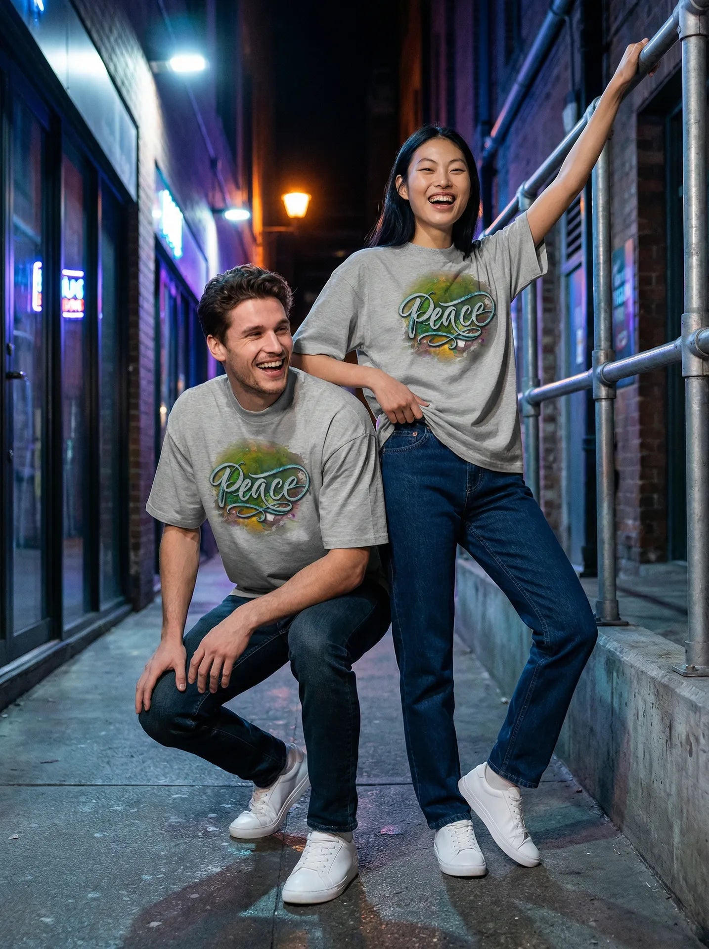 Peace T-shirt model shoot #Heather Grey