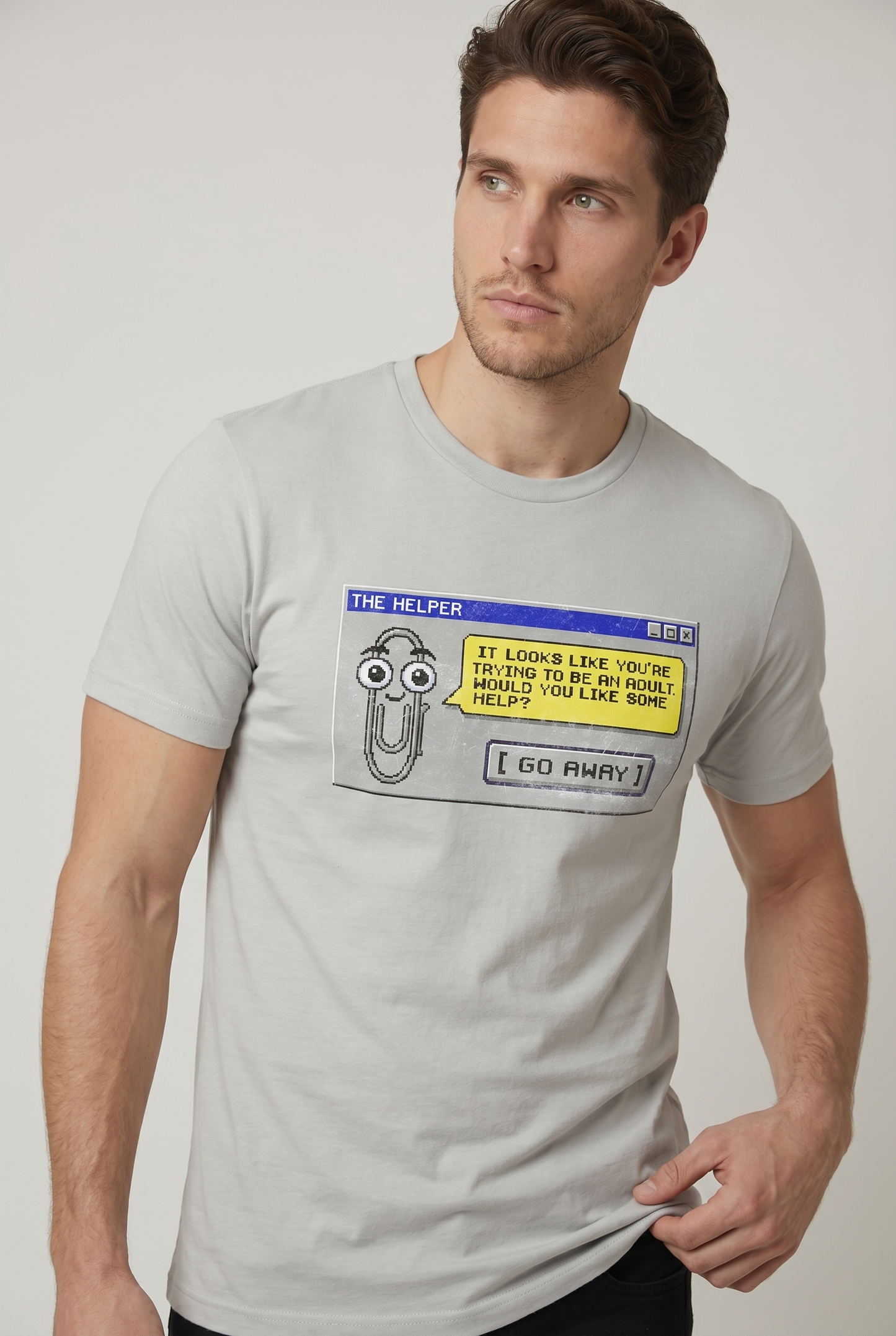 Retro assistant t-shirt 90s desktop nostalgia pixel art tee office humor tech throwback graphic shirt UK #Athletic Heather