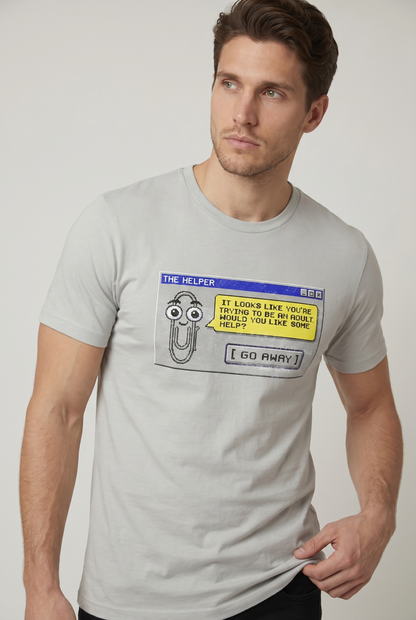 Retro assistant t-shirt 90s desktop nostalgia pixel art tee office humor tech throwback graphic shirt UK #Athletic Heather