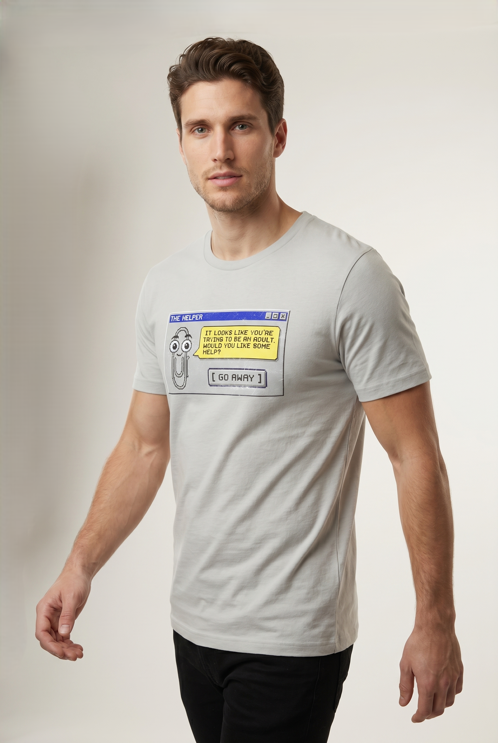 Retro assistant t-shirt 90s desktop nostalgia pixel art tee office humor tech throwback graphic shirt UK #Athletic Heather