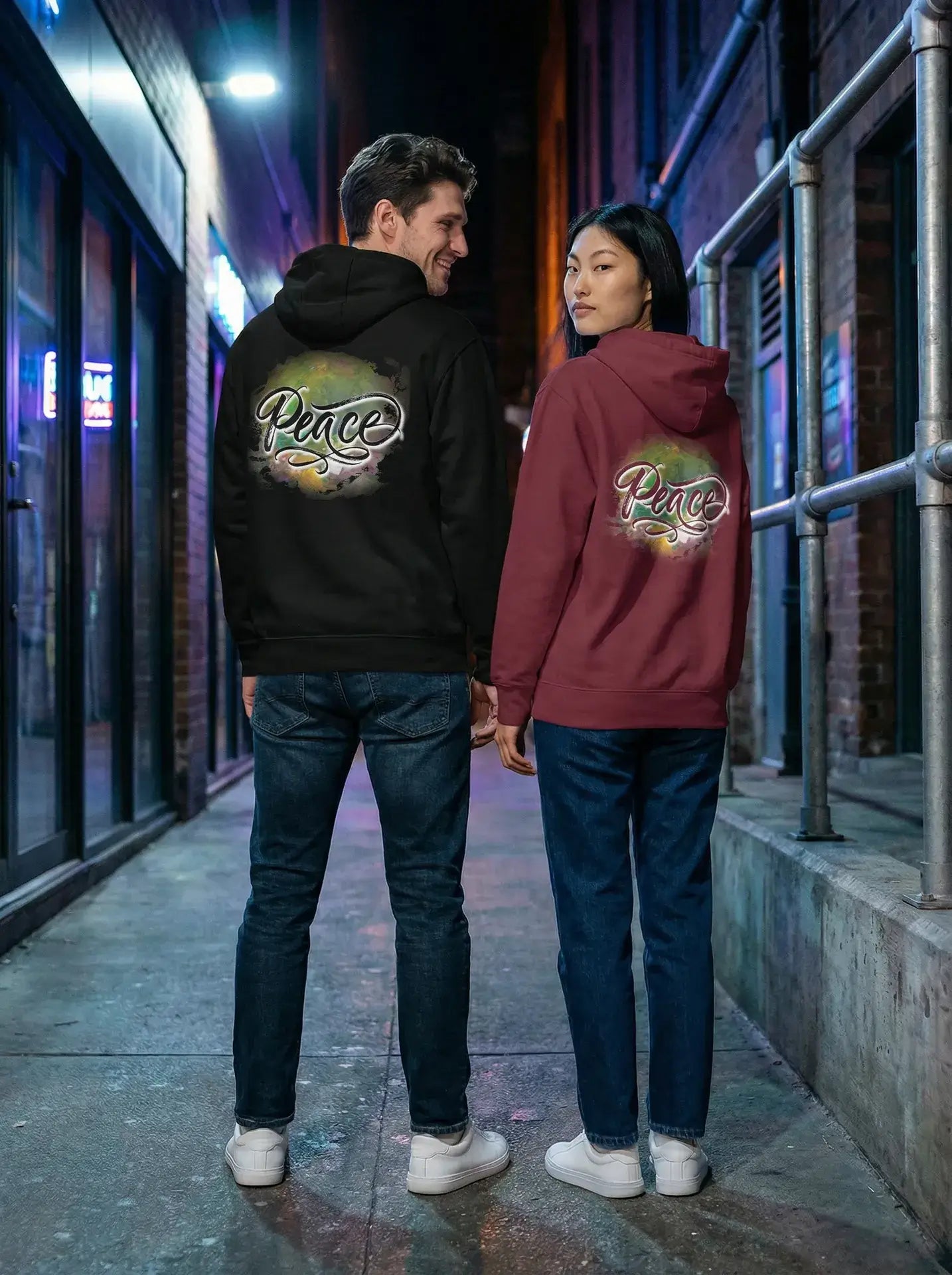 Peace MOEBEER Hoodie model shoot