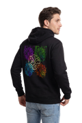 Salam peace Arabic calligraphy hoodie in black, studio catalog photo, MOEBEER UK #Black