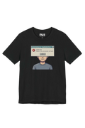 Interest Not Found retro dialog tailored fit t-shirt in black, studio catalog photo, MOEBEER UK #Black