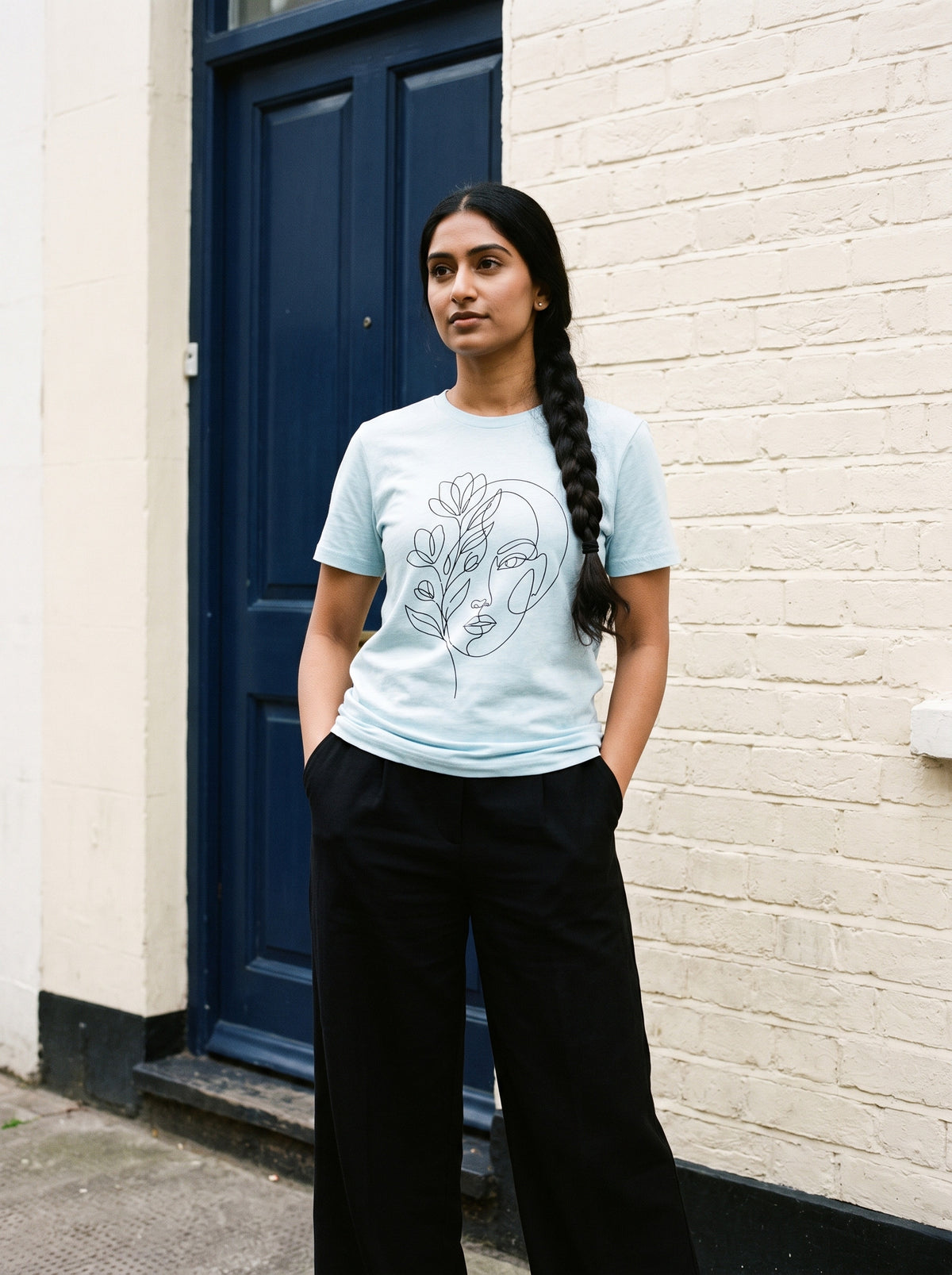 Floral Face T-Shirt worn on the body - MOEBEER lookbook 2