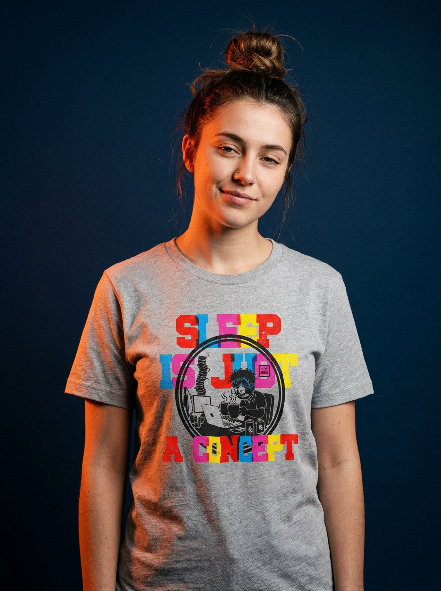 Sleep Is Just A Concept T-Shirt worn on the body - MOEBEER lookbook 1