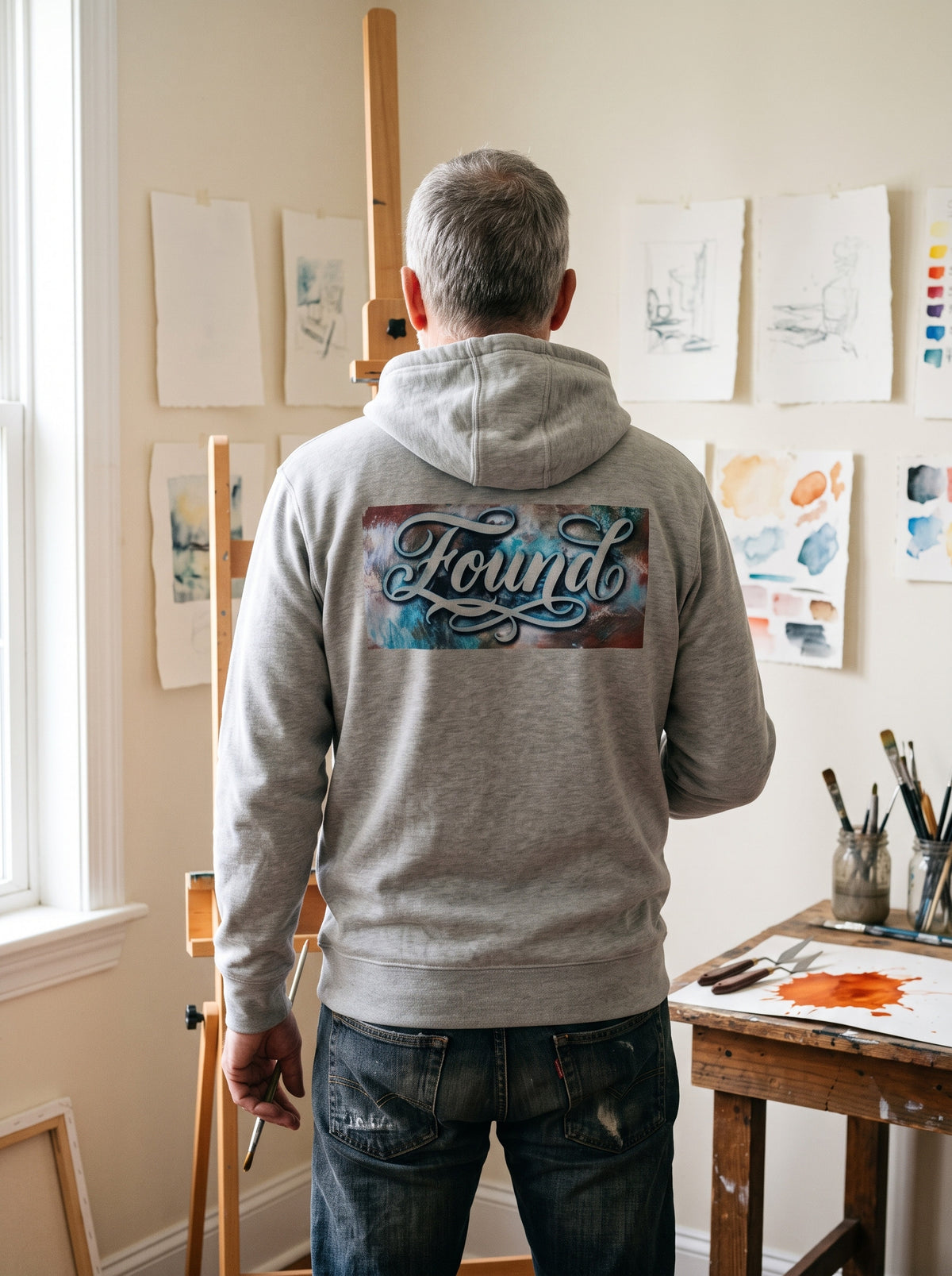 The Found Hoodie worn on the body - MOEBEER lookbook 3