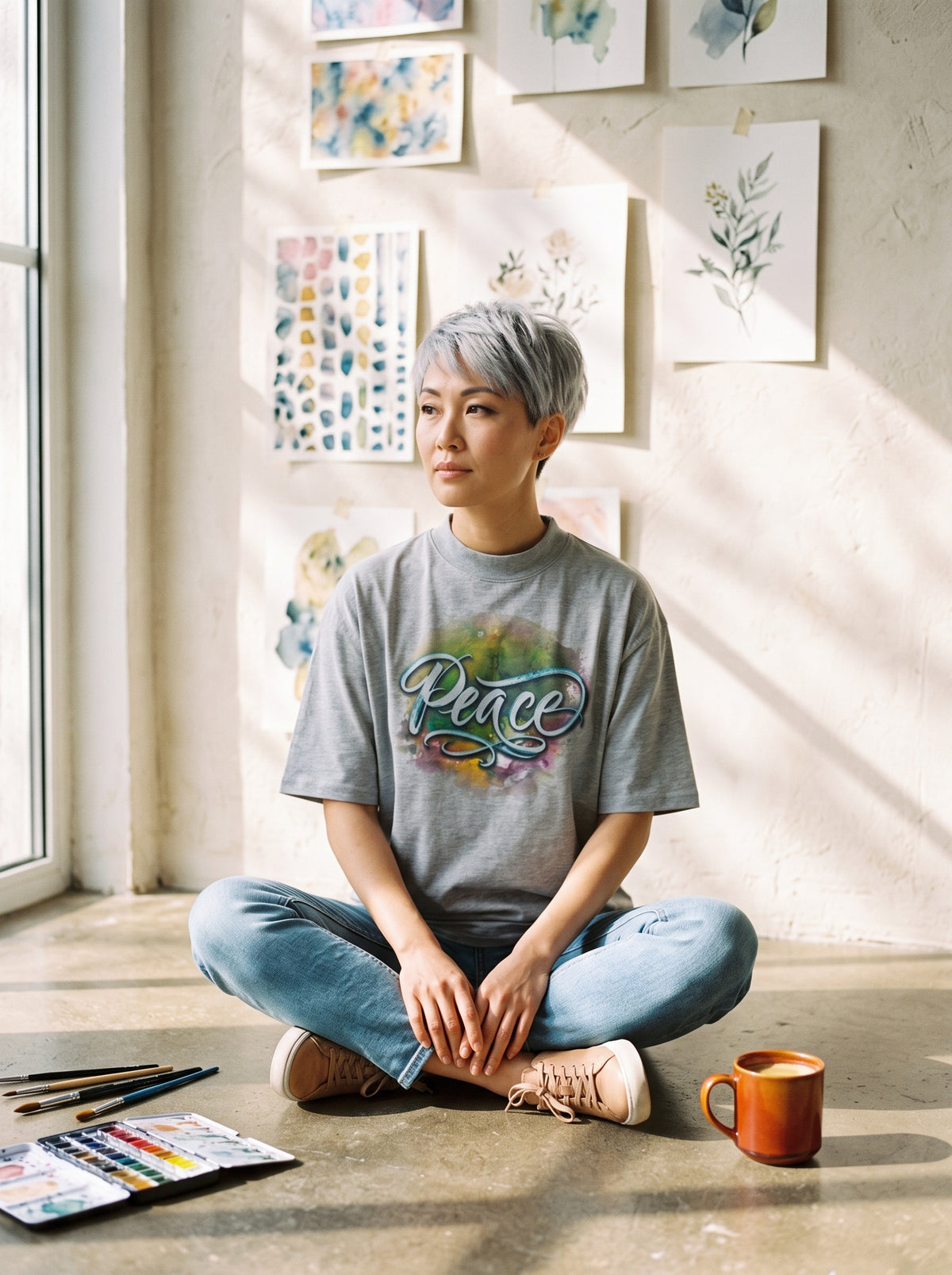 The Peace Oversized T-Shirt worn on the body - MOEBEER lookbook 3