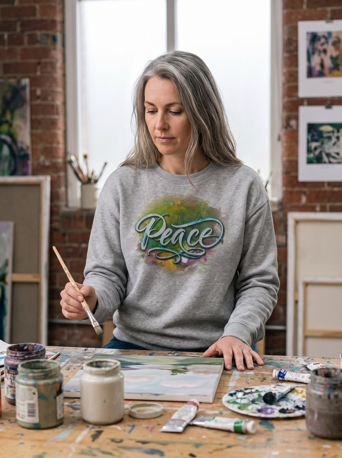 The Peace Sweatshirt worn on the body - MOEBEER lookbook 3