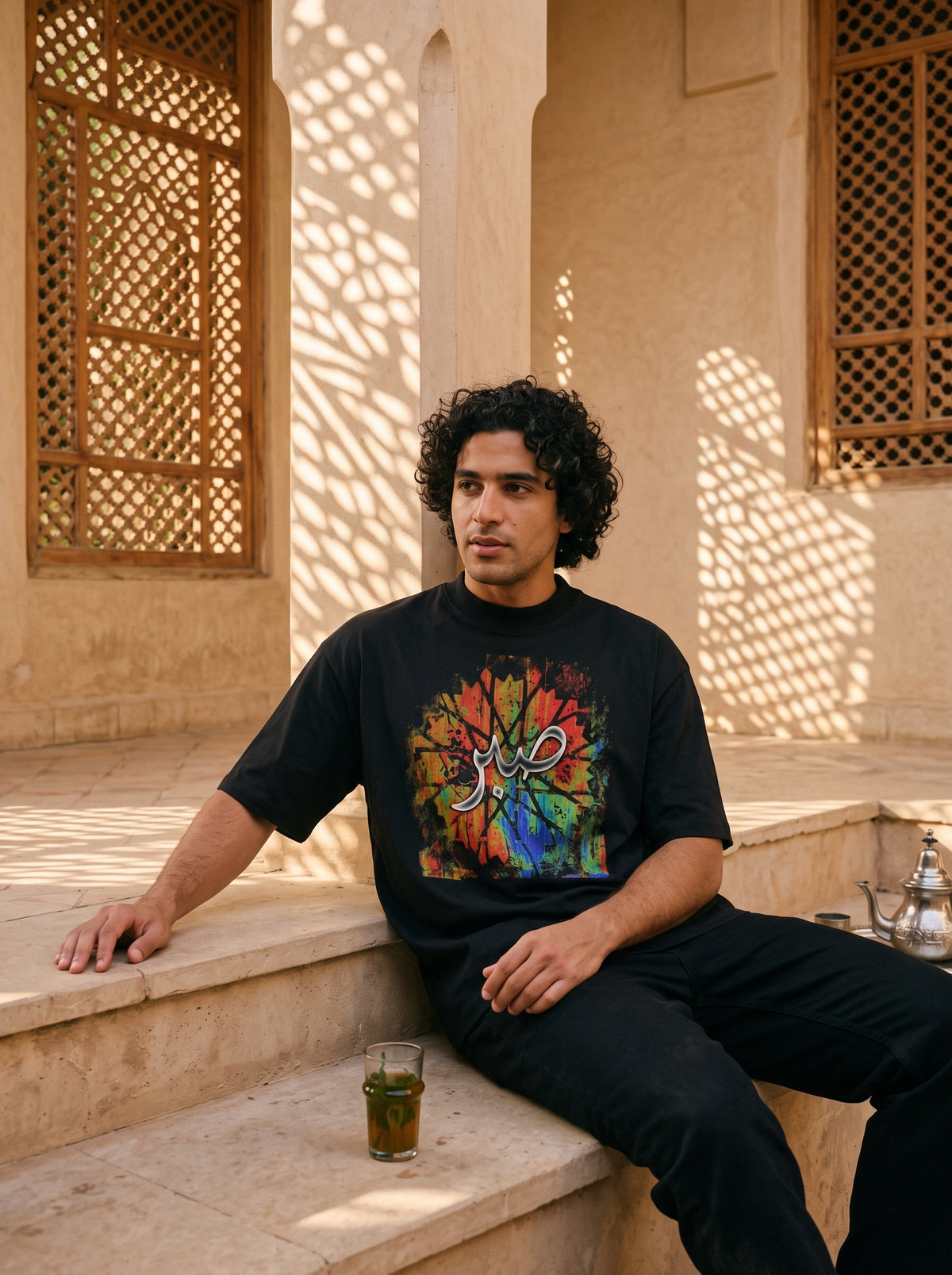 The Sabr Oversized T-Shirt worn on the body - MOEBEER lookbook 3