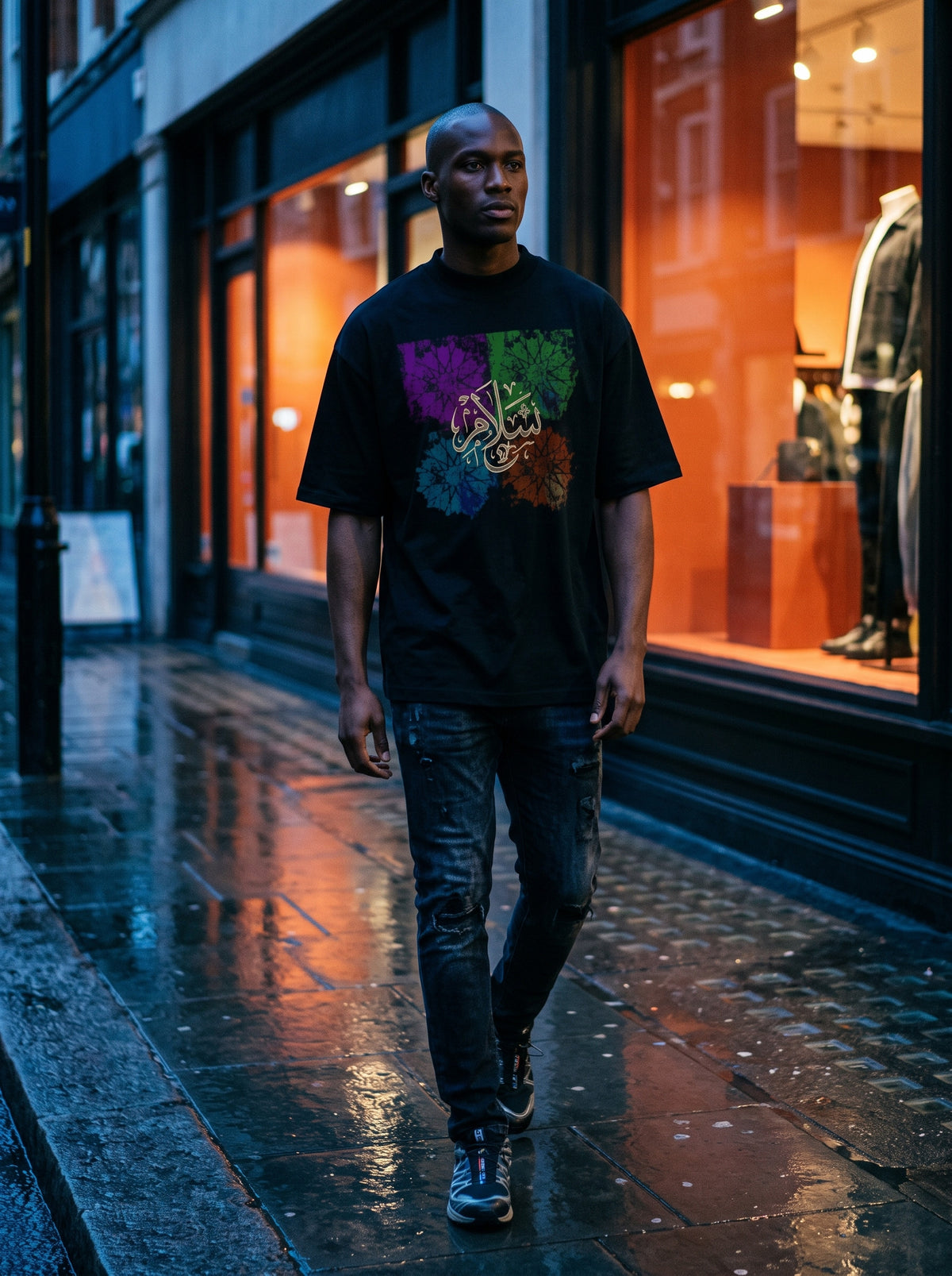 The Salam Oversized T-Shirt worn on the body - MOEBEER lookbook 2