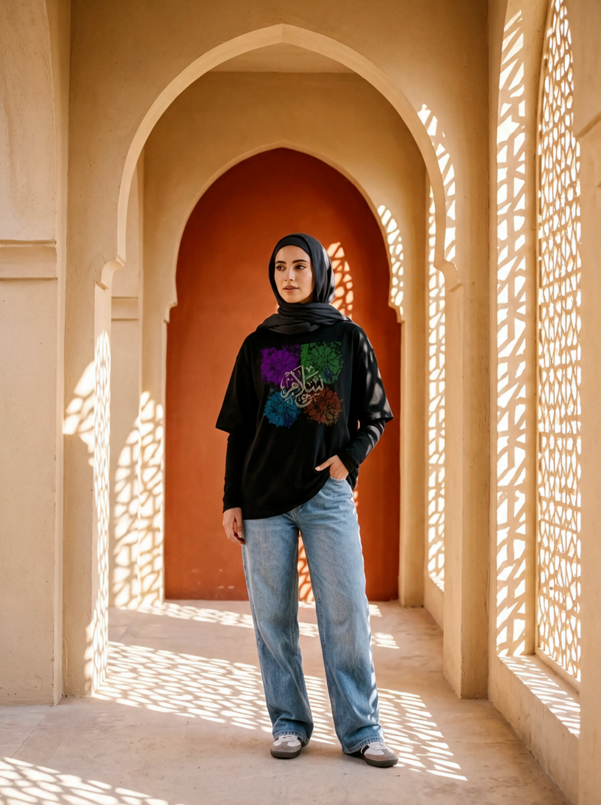 The Salam Oversized T-Shirt worn on the body - MOEBEER lookbook 3