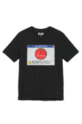Low Disk Space retro dialog tailored fit t-shirt in black, studio catalog photo, MOEBEER UK #Black