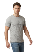 Morning Ritual coffee line art tailored fit t-shirt in athletic heather, studio catalog photo, MOEBEER UK #Athletic Heather