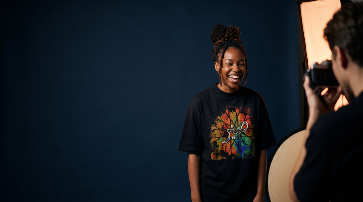 Behind the scenes of a MOEBEER creator shoot - Sabr oversized tee