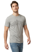 Summit Line mountain line art tailored fit t-shirt in athletic heather, studio catalog photo, MOEBEER UK #Athletic Heather