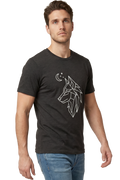 Alpha geometric wolf line art tailored fit t-shirt in dark grey heather, studio catalog photo, MOEBEER UK #Dark Grey Heather