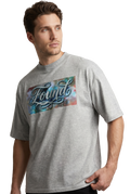 Found typography watercolour art oversized t-shirt in heather grey, studio catalog photo, MOEBEER UK #Heather Grey