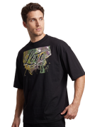 Love typography watercolour art oversized t-shirt in black, studio catalog photo, MOEBEER UK #Black