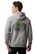Peace typography watercolour art hoodie in carbon grey, studio catalog photo, MOEBEER UK #Carbon Grey