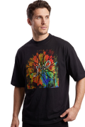 Sabr patience Arabic calligraphy oversized t-shirt in black, studio catalog photo, MOEBEER UK #Black