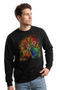 Sabr patience Arabic calligraphy sweatshirt in black, studio catalog photo, MOEBEER UK #Black