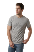 True North compass line art tailored fit t-shirt in athletic heather, studio catalog photo, MOEBEER UK #Athletic Heather