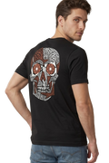Skull art back print tailored fit t-shirt in black, studio catalog photo, MOEBEER UK #Black