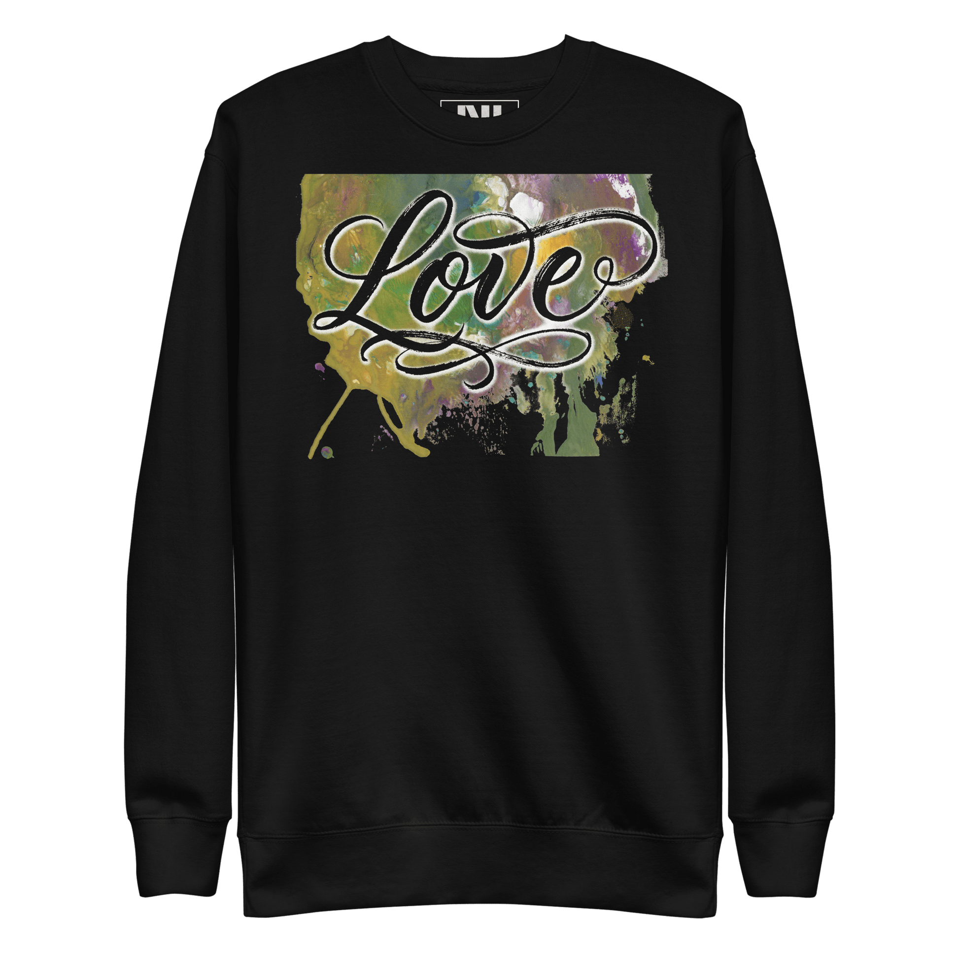 Love typography watercolour art sweatshirt wearable art graphic crewneck UK #Black