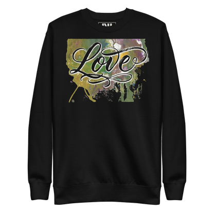 Love typography watercolour art sweatshirt wearable art graphic crewneck UK #Black