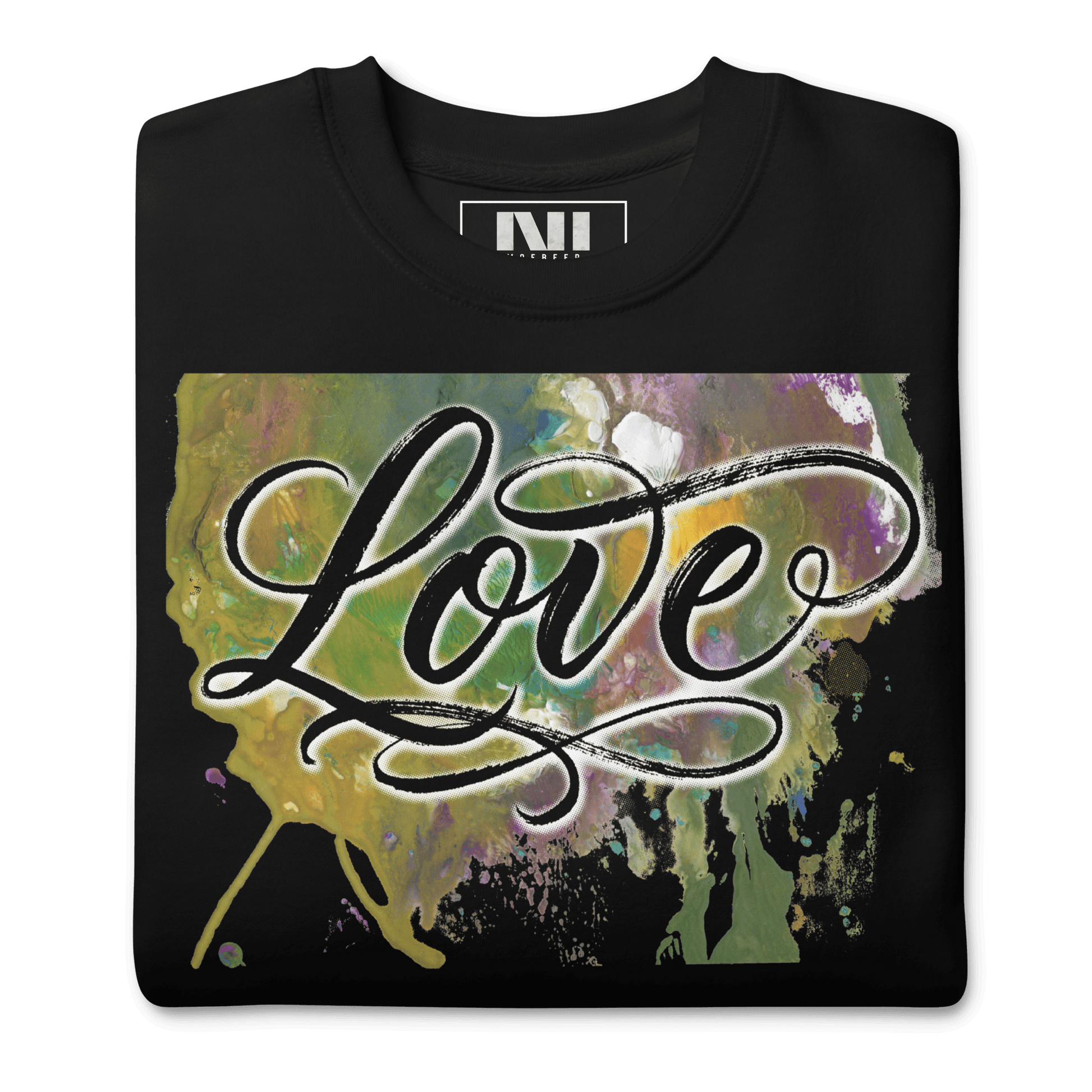 Love typography watercolour art sweatshirt wearable art graphic crewneck UK #Black
