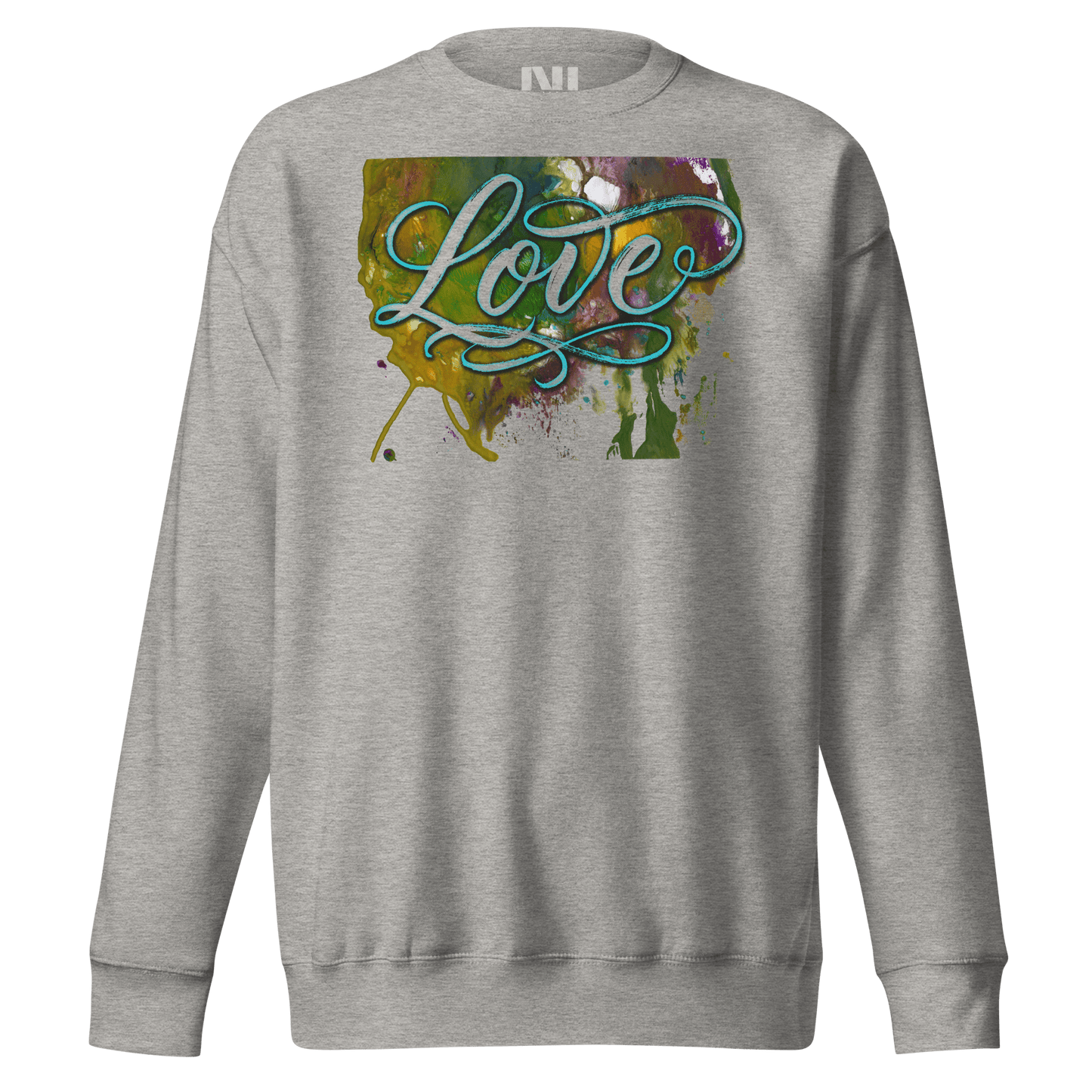 Love typography watercolour art sweatshirt wearable art graphic crewneck UK #Carbon Grey