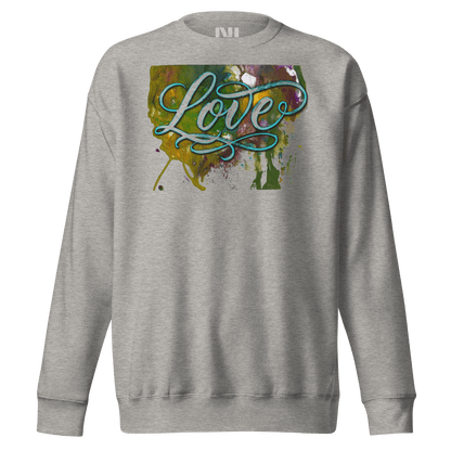 Love typography watercolour art sweatshirt wearable art graphic crewneck UK #Carbon Grey