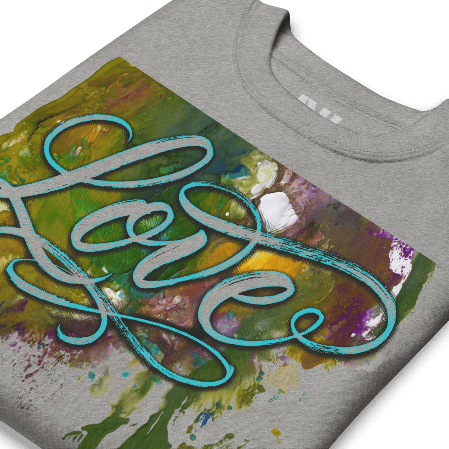 Love typography watercolour art sweatshirt wearable art graphic crewneck UK #White