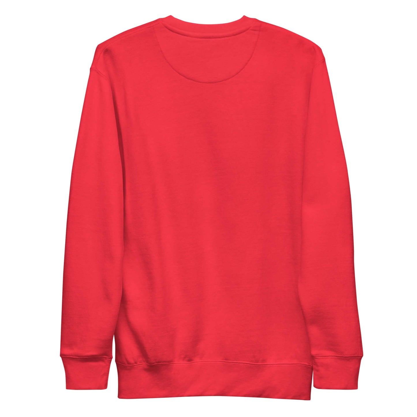 Red  sweatshirt MOEBEER featuring colorful abstract art and Hub "love" Arabic calligraphy. #Team Red