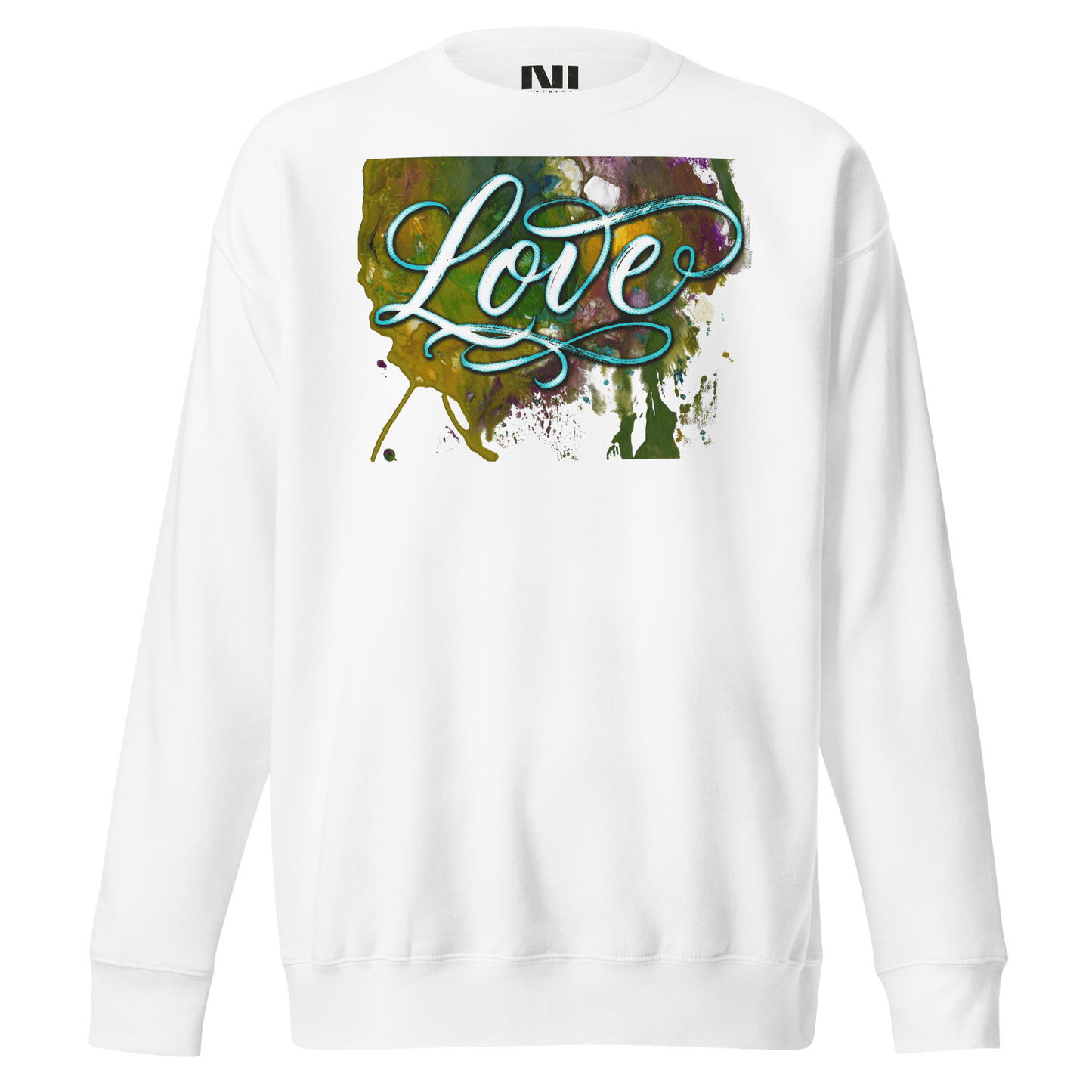 Love typography watercolour art sweatshirt wearable art graphic crewneck UK #White