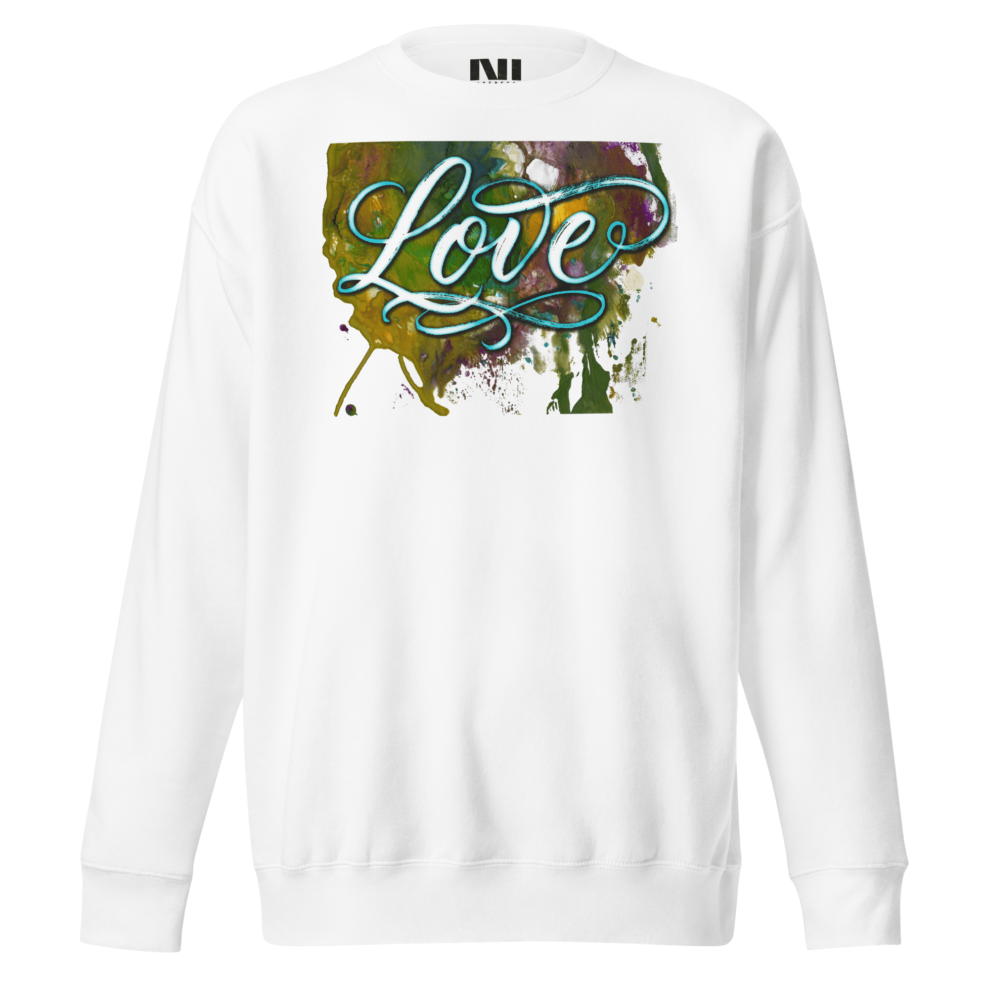 Love typography watercolour art sweatshirt wearable art graphic crewneck UK #White