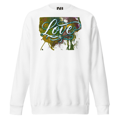 Love typography watercolour art sweatshirt wearable art graphic crewneck UK #White