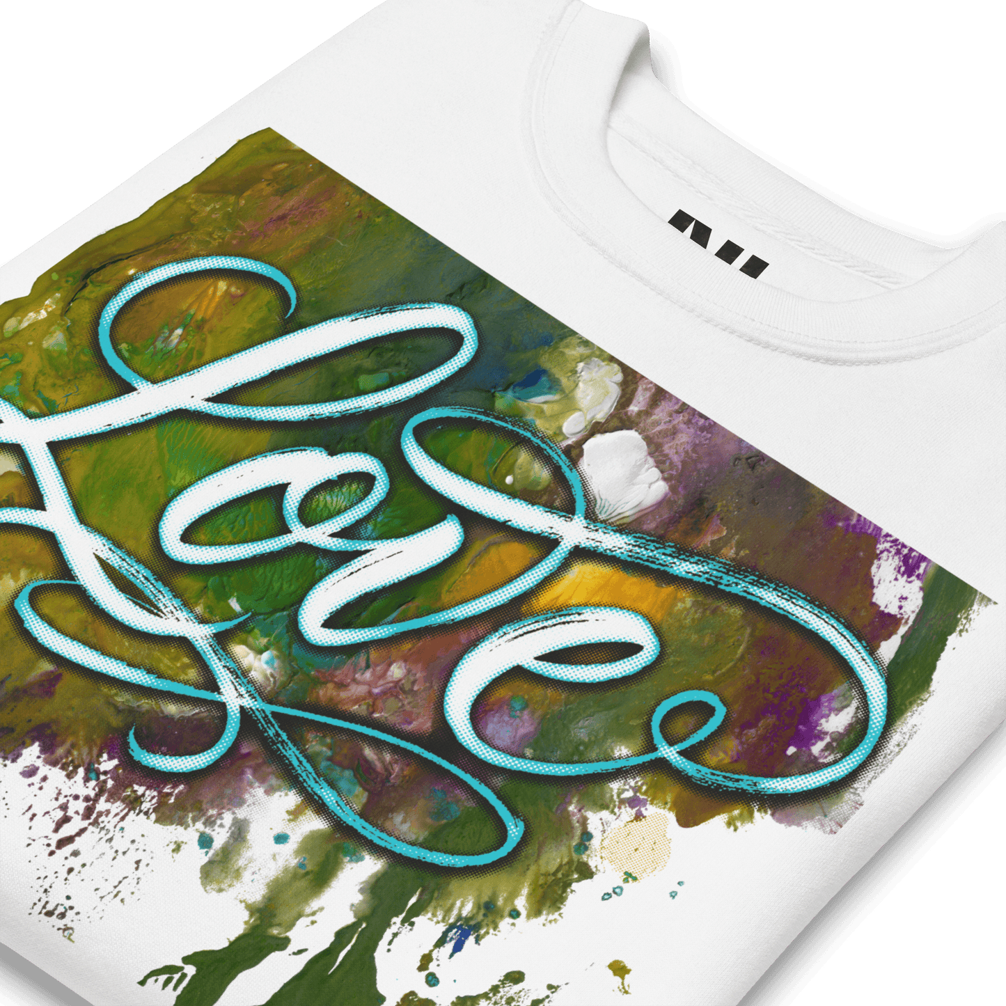 Love typography watercolour art sweatshirt wearable art graphic crewneck UK #White