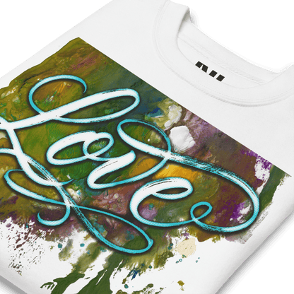 Love typography watercolour art sweatshirt wearable art graphic crewneck UK #White